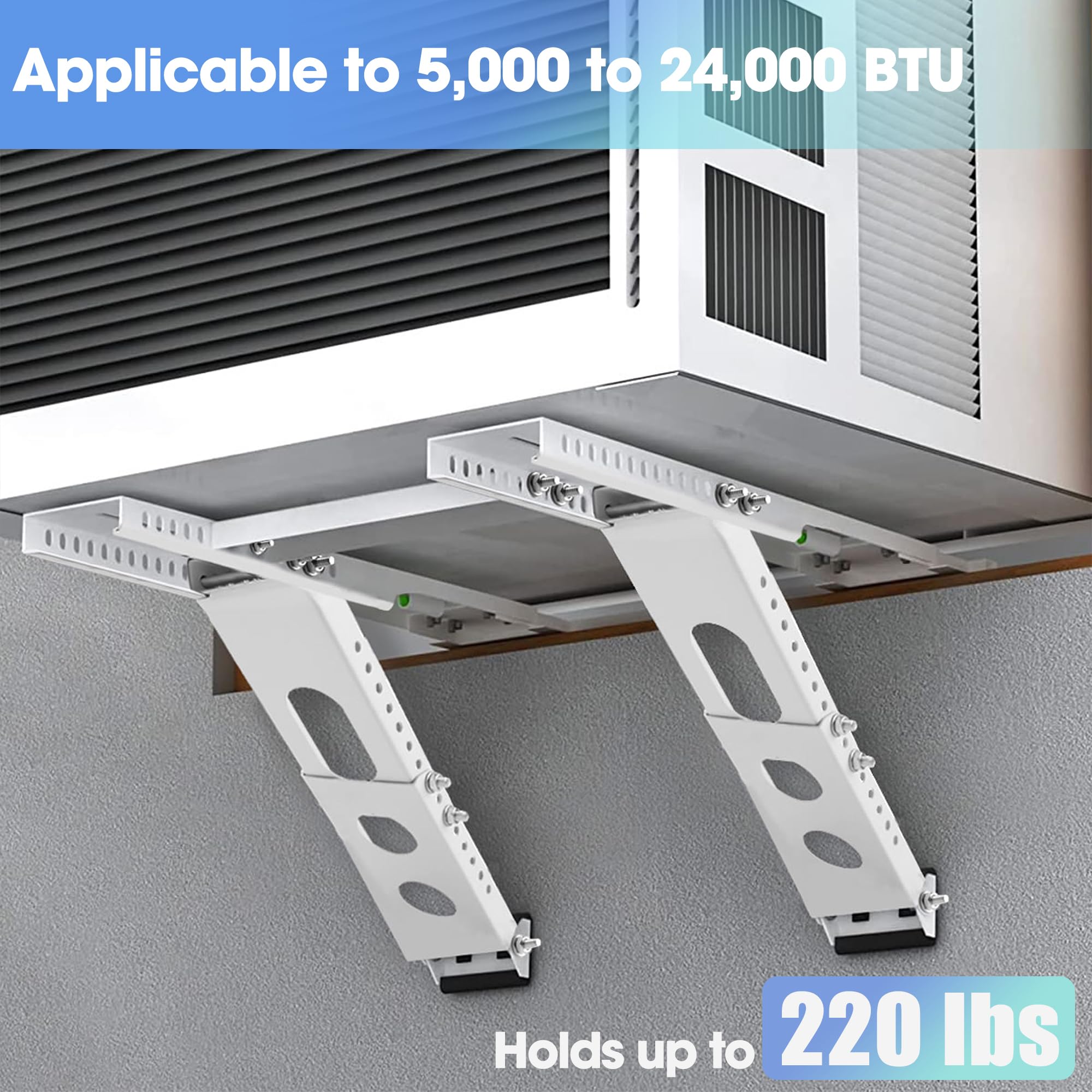 getlstub Air Conditioner Support Bracket, Adjustable Window AC Bracket, No Drilling, Heavy Steel Air Conditioner Stand Fit Most Single or Double-Hung Windows, Hold Up to 220lbs