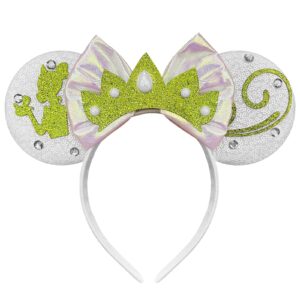 trnerm princess mouse ears headband cute sequin white bows princess cosplay costume for women