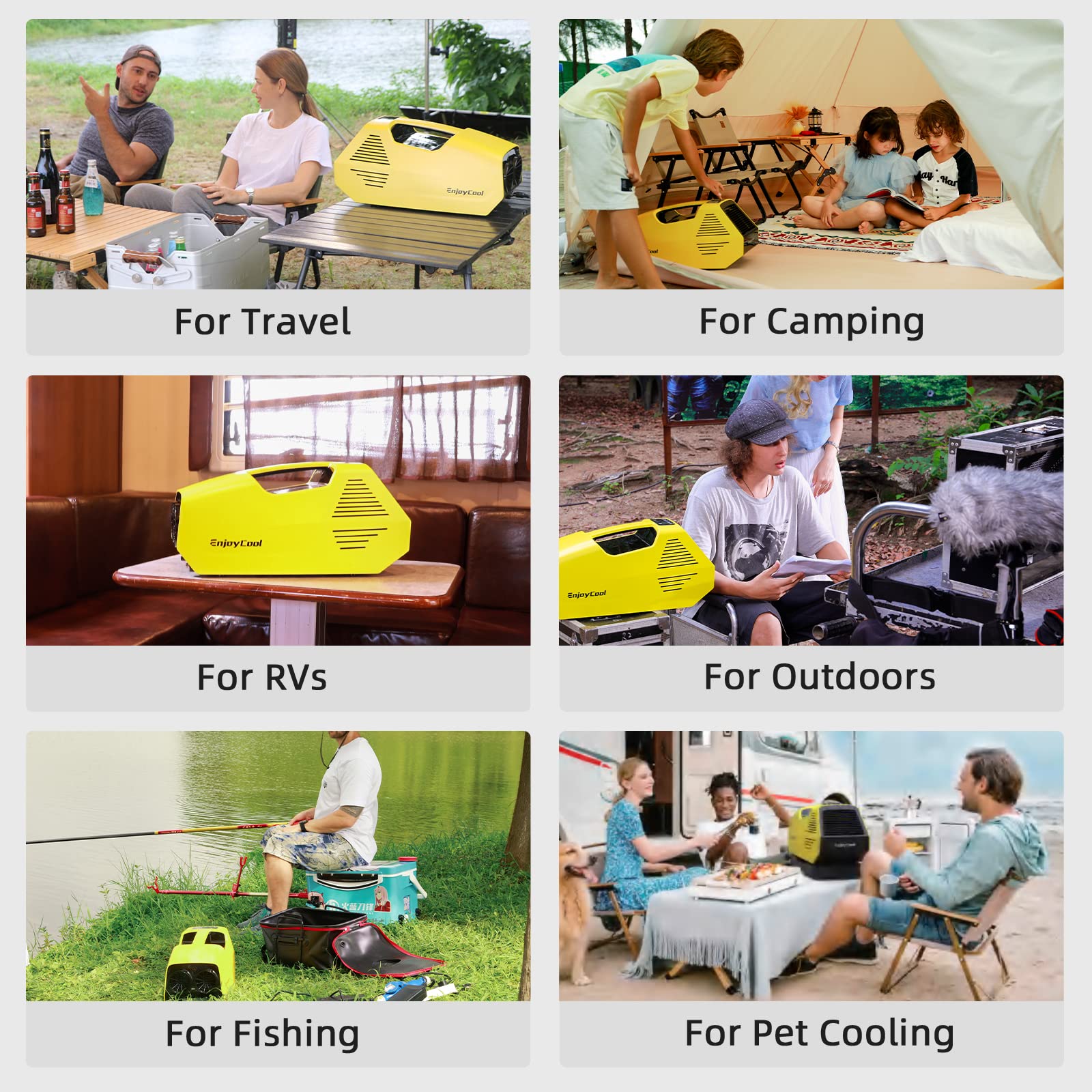 Portable Air Conditioner for Camping, EnjoyCool 2380BTU Camping Tent Air Conditioner, 240W Low Power Consumption AC Outdoor Air Conditioner, Portable AC for Camping Tent,RVs,and Travel