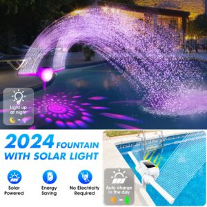 Pool Fountain with Solar Pool Light Show,Adjustable Dual Spray Sprinkler Pool Fountain for Inground Pool Waterfall,Swimming Pool Water Fountain,Fun Pool Waterfall Sprayer for Pool Cooling Fountain