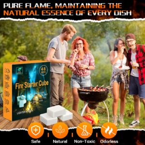 SUNLIFER Fire Starter Squares for Campfires: All Weather Camping Fire Starters Cubes | Quick & Odorless Firestarters for Fireplaces | Wood Stove | Grills | Fire Pit | BBQ - 48 Count