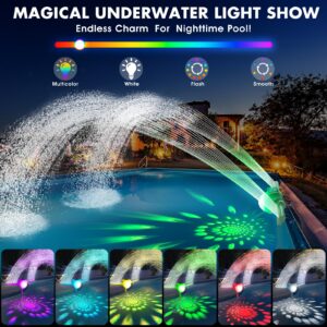 Pool Fountain with Solar Pool Light Show,Adjustable Dual Spray Sprinkler Pool Fountain for Inground Pool Waterfall,Swimming Pool Water Fountain,Fun Pool Waterfall Sprayer for Pool Cooling Fountain