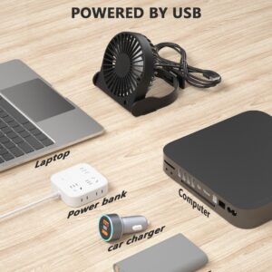 GRANDFAST Small Desk Fan, 3 Speeds Silent Travel Fan, Portable mini Desktop Fan, 180° Foldable Table Fan, USB Powered Cooling Fan for Bedroom Home Office Outdoor Trip