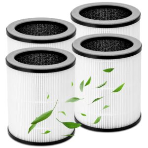 4 packs p60 h13 true hepa replacement filters compatible with tplmb p60 and vhoiu kj50 air cleaner purifier , part # p60-rf, 3 in 1 filter of nylon pre-filter,true hepa filter, activated carbon filter