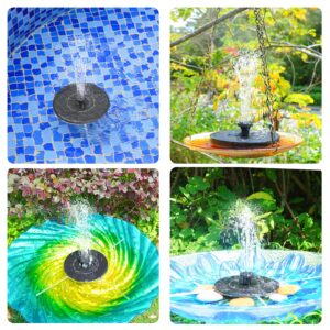 AMZtime 1.4W Solar Bird Bath Fountain with 4 Fixed Rods, Solar Fountain Pump with Upgraded Solar Panels, Solar Powered Floating Water Fountain Pump for Bird Bath, Ponds, Garden, Fish Tank and Outdoor