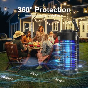 Bug Zapper,Solar Mosquito Zapper Outdoor & Indoor, Cordless Rechargeable Mosquito Trap, Mosquito Killer lamp Electric Fly Zapper, Waterproof Insect Zapper for Home, Backyard, Patio,Garden (Black_1)