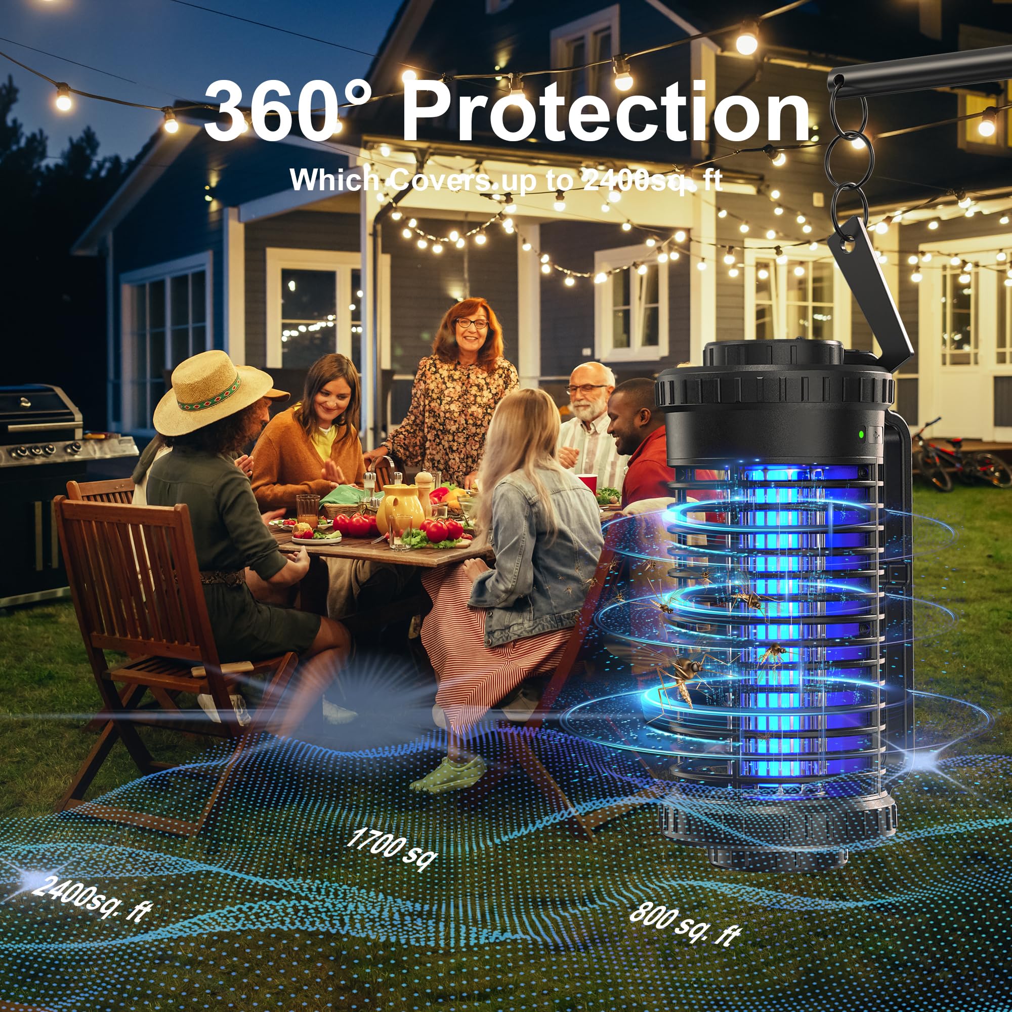 Bug Zapper,Solar Mosquito Zapper Outdoor & Indoor, Cordless Rechargeable Mosquito Trap, Mosquito Killer lamp Electric Fly Zapper, Waterproof Insect Zapper for Home, Backyard, Patio,Garden (Black_1)