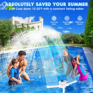 Pool Fountain with Solar Pool Light Show,Adjustable Dual Spray Sprinkler Pool Fountain for Inground Pool Waterfall,Swimming Pool Water Fountain,Fun Pool Waterfall Sprayer for Pool Cooling Fountain