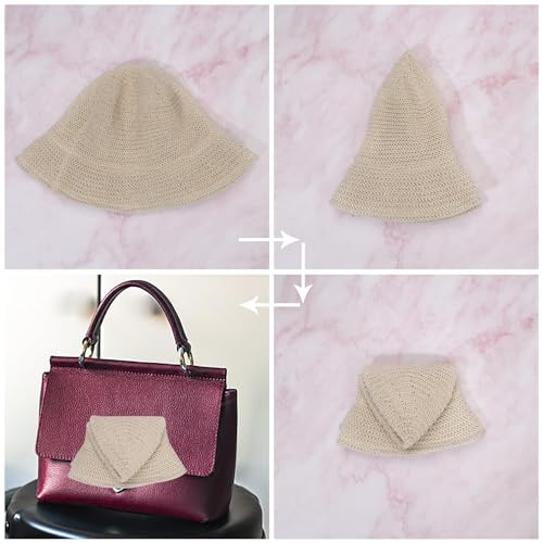 JAZTAKU Beige Bucket Hat Women Mesh Woven Bucket Hats Sun Hat Foldable Packable Wide Brim Summer Soft Beach Hat Crochet Bucket Hat for Women