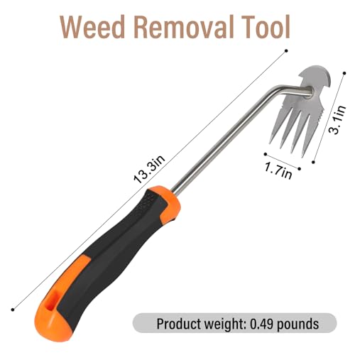 Weed Puller Tool,Portable Garden Weeder Tool,2024 New Manganese Steel Weeding Tools,For Hand Weeder Puller for Vegetable Gardening Backyard Farm Planting & Uprooting Weeding Tool (Rubber Handle)