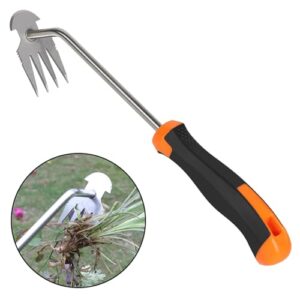 weed puller tool,portable garden weeder tool,2024 new manganese steel weeding tools,for hand weeder puller for vegetable gardening backyard farm planting & uprooting weeding tool (rubber handle)