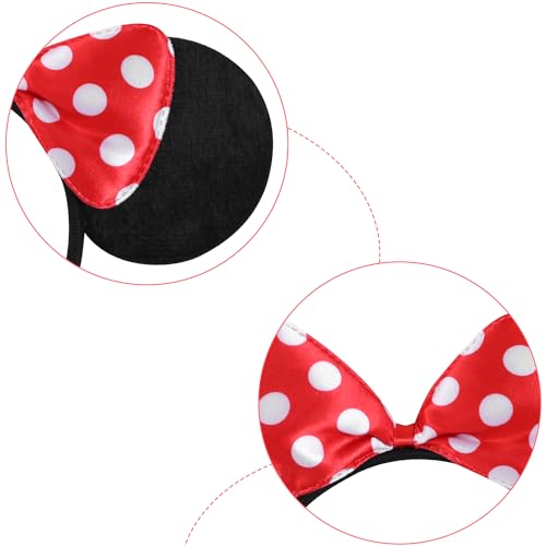 20 Pack Mouse Ears Solid Red and Black Mouse Headband for Girls Women Adult Mouse Themed Birthday Party Supplies and Costume Cosplay Decoration