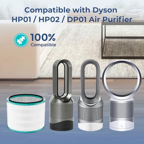 Fil-fresh 2-Pack HP01 HP02 Replacement Filter Kit, Compatible with Dyson HP01/HP02/DP01 Air Purifier, H13 True HEPA Filters and Activated Carbon, Replace 968125-03