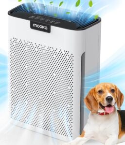 air purifiers for home large room 2000 ft² with washable filters, fragrance sponge, mooka h13 hepa filter pet air purifier for bedroom, air cleaner for smoke dust pollen pets hair odor, kj190l white