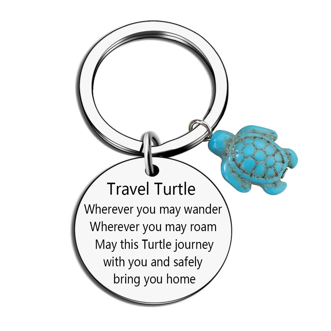 Meimimix Travel Turtle Keychain Wherever You May Wander Good Luck Charm Jewellery for Family Friends