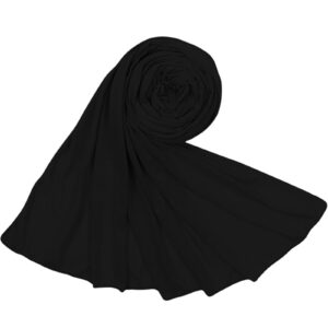 Piewag Hijab Scarf for Women Soft Cotton Muslim Jersey Hijab Head Wrap Scarves Fashion Long Scarf Shawls Black