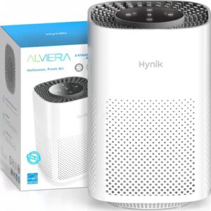 hynik alviera air purifiers for bedroom, h13 true hepa filter for smoke pollen dander hair smell, 24db filtration system office living room kitchen, gfit for home (modern white)