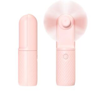 Coohea Handheld Fan Powerful Mini Fan USB Rechargeable Portable Fan Battery Operated Small Fan Little Makeup Lash Fan Hand Held Personal Fan for Travel Beach Vacation, 10-15.5H Working, Pink