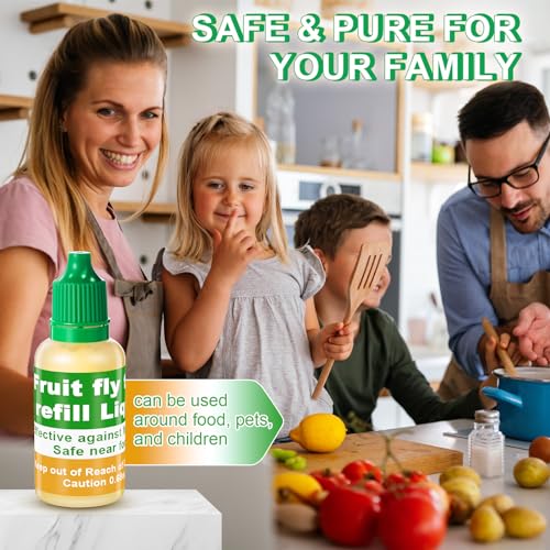 Qualirey 12 Pack Fruit Fly Trap Refill Liquid, 0.68oz Per Bottle Liquid Fly Traps for Indoors, Non Toxic Bait Safe Near Pets, Food and Kids, Fruit Fly Lure Refill Liquid Trap for Home Kitchen