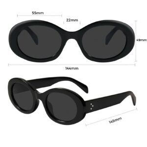 mosanana Oval Retro Trendy Sunglasses for Women Cool Cute Fashion 90s Vintage Y2k Chunky Stylish Aesthetic Luxury Sexy Black Sunnies MS52371