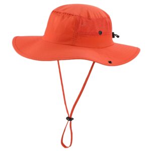 home prefer upf50+ wide brim sun hat for mens womens uv protection beach bucket hat airy cowboy hat for fishing hiking gardening orange