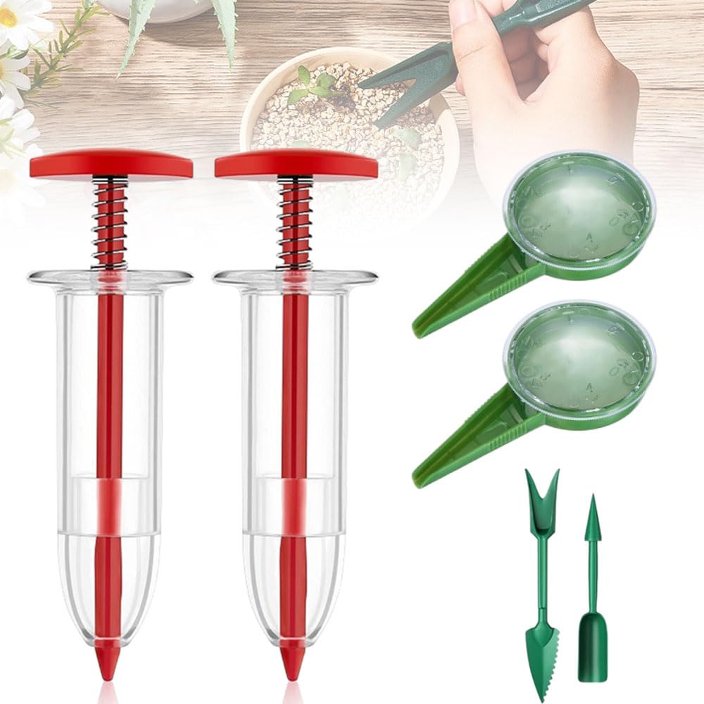 6 PCS Mini Seed Spreader, 2024 New Mini Sowing Seed Dispenser, Small Seed Planter Tool, Manual Seedlings Dibber and Widger Set, Seed Sower Spreader Handheld for Tiny Seeds (Set B)