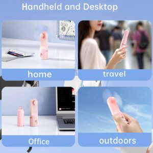 AOCOOLFAN Portable Handheld Fan, Mini Fan USB Rechargeable, 3 Speed Personal Small Pocket Fan, Battery Operated Fan with Power Bank, Travel Hand Fan for Girl Women Outdoor (Pink)