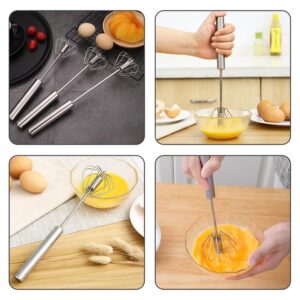 Stainless Steel Semi-Automatic Whisk, 2024 New Stainless Steel Egg Whisk Hand Push Rotary Whisk Blender, Hand Push Mixer Stirrer Tool for Cooking Kitchen Home Egg Milk (10in)