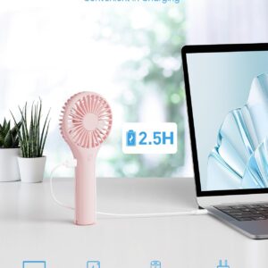 Edvision Handheld Fan, Portable Fan Mini Fan Powerful Hand Fan with 3 Speeds, USB Rechargeable Personal Fan, Makeup Lash Fan for Stylish Girls, Cute Small Pocket Fan for Travel/Outdoor/Home, Pink