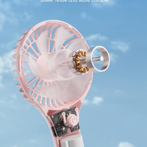 Edvision Handheld Fan, Portable Fan Mini Fan Powerful Hand Fan with 3 Speeds, USB Rechargeable Personal Fan, Makeup Lash Fan for Stylish Girls, Cute Small Pocket Fan for Travel/Outdoor/Home, Pink