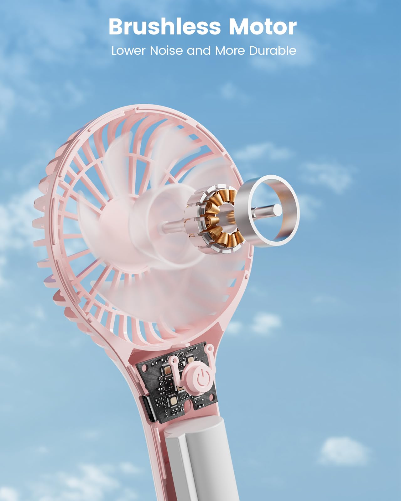 Edvision Handheld Fan, Portable Fan Mini Fan Powerful Hand Fan with 3 Speeds, USB Rechargeable Personal Fan, Makeup Lash Fan for Stylish Girls, Cute Small Pocket Fan for Travel/Outdoor/Home, Pink