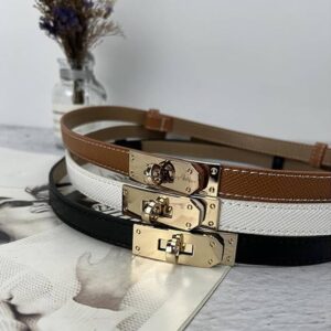 CEAUZY 2 Pack Designer Belts for Women H Gold Buckle Adjustable Turn-Lock Buckle Thin Waist Belt