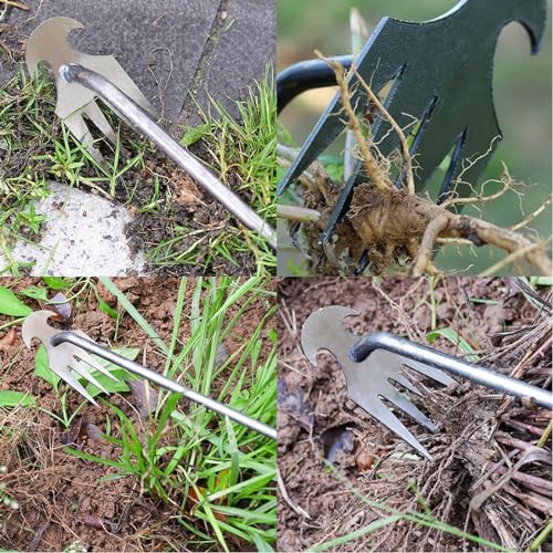 Weed Puller Tool,Portable Garden Weeder Tool,2024 New Manganese Steel Weeding Tools,For Hand Weeder Puller for Vegetable Gardening Backyard Farm Planting & Uprooting Weeding Tool (Rubber Handle)