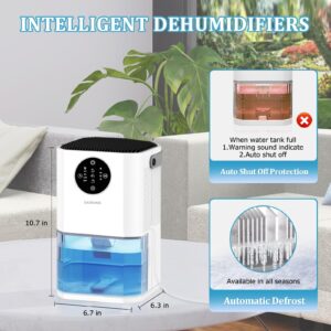 DAESUNG 60 OZ Dehumidifier for Bedroom, Dual-core Dehumidifiers for Home with Auto Shut Off, Timer, Quite Sleep Mode (100-500 sq.ft) Small Portable Dehumidifier for RV,Closet, Bathroom, Basement