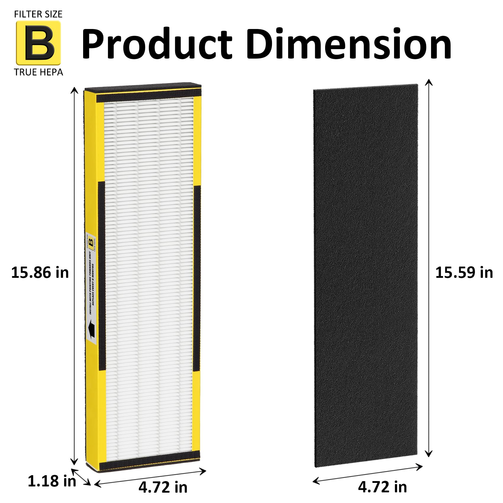 3 Pack FLT4825 Replacement Filter True HEPA Filter B, Compatible with Guardian Air Purifiers AC4825 AC4825E AC4300 AC4800 AC4900 AC4850, 3 True HEPA Filters & 9 Activated Carbon Pre-Filters.