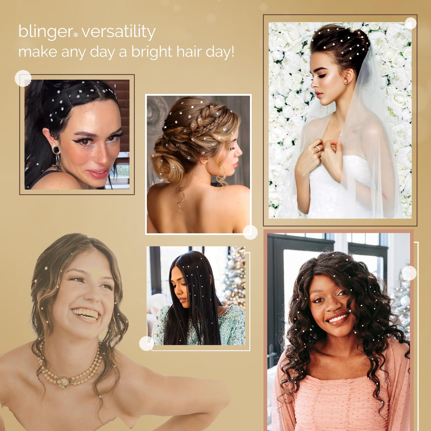 blinger Shimmer Starter Kit with Gold-Plated blinger® Styling Tool + 90 Precision-Cut Glass Crystals