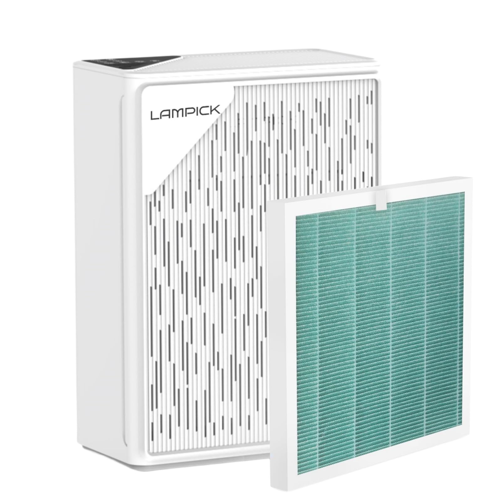 LAMPICK Air Purifier Filter, 4-in-1 High-Efficiency True HEPA Replacement Filter, Air Filter Compatible Air Cleaner A6, H13 True HEPA Filter, VOCS Filter, 1 Pack, Green