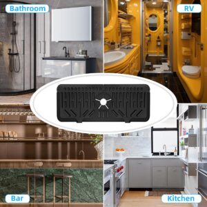 SXhyf Kitchen Sink Splash Guard, Sink Protectors for Kitchen Sink, Faucet Mat for Kitchen Sink, Faucet Drain Pad, Kitchen Gadgets for Kitchen, Rv and Bathroom, 14” x 5.7”(Black)