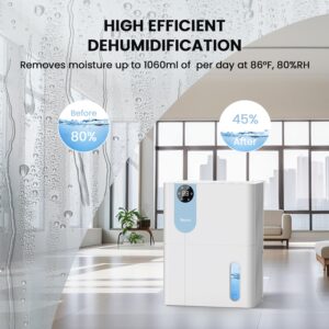 Dehumidifier, VEWIOR 152 OZ Dehumidifiers for Home, Quiet Dehumidifier for Basement with Large Water Tank, Dehumidifiers for Bathroom Bedroom RV Closet with Auto Shut Off and Night Light