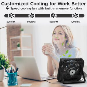 KITWLEMEN Table Fan - 8" Portable Desk Fan with 4 Cooling Speeds & 8H Timer, Box Fan Fit for Small Window, 90°Tilt Air Circulator Fan for Bedroom, Bathroom, Office and Dorm (Black)