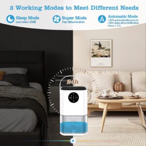 DAESUNG 60 OZ Dehumidifier for Bedroom, Dual-core Dehumidifiers for Home with Auto Shut Off, Timer, Quite Sleep Mode (100-500 sq.ft) Small Portable Dehumidifier for RV,Closet, Bathroom, Basement