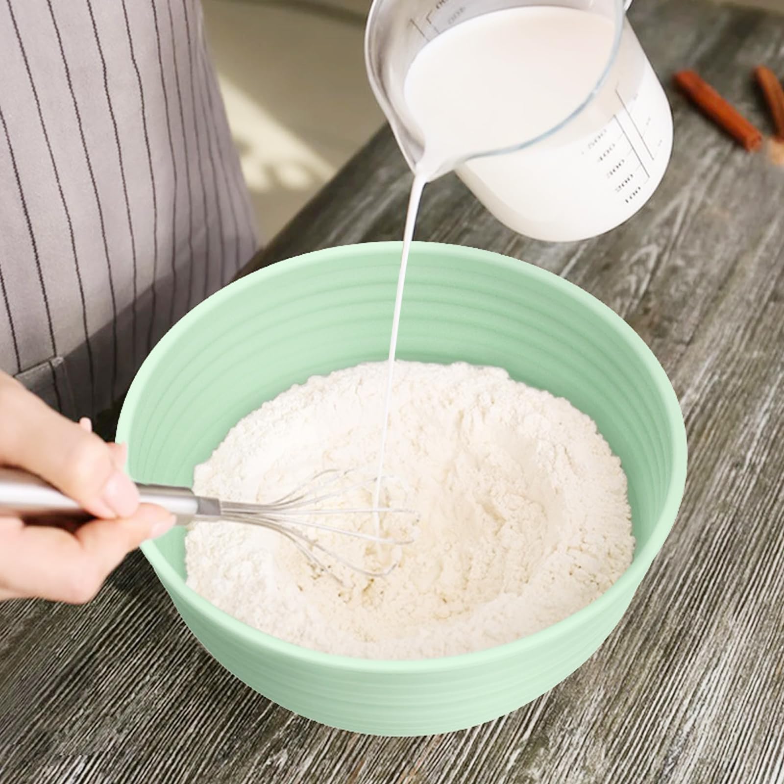 Dimpola Banneton Bread Proofing Baskets - 9 Inch Round & 10 Inch Oval Foldable Silicone Sourdough Baking Basket, Complete Set for Bread Making With Essential Tools, Easy to Clean and Storage