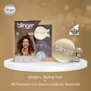 blinger Shimmer Starter Kit with Gold-Plated blinger® Styling Tool + 90 Precision-Cut Glass Crystals