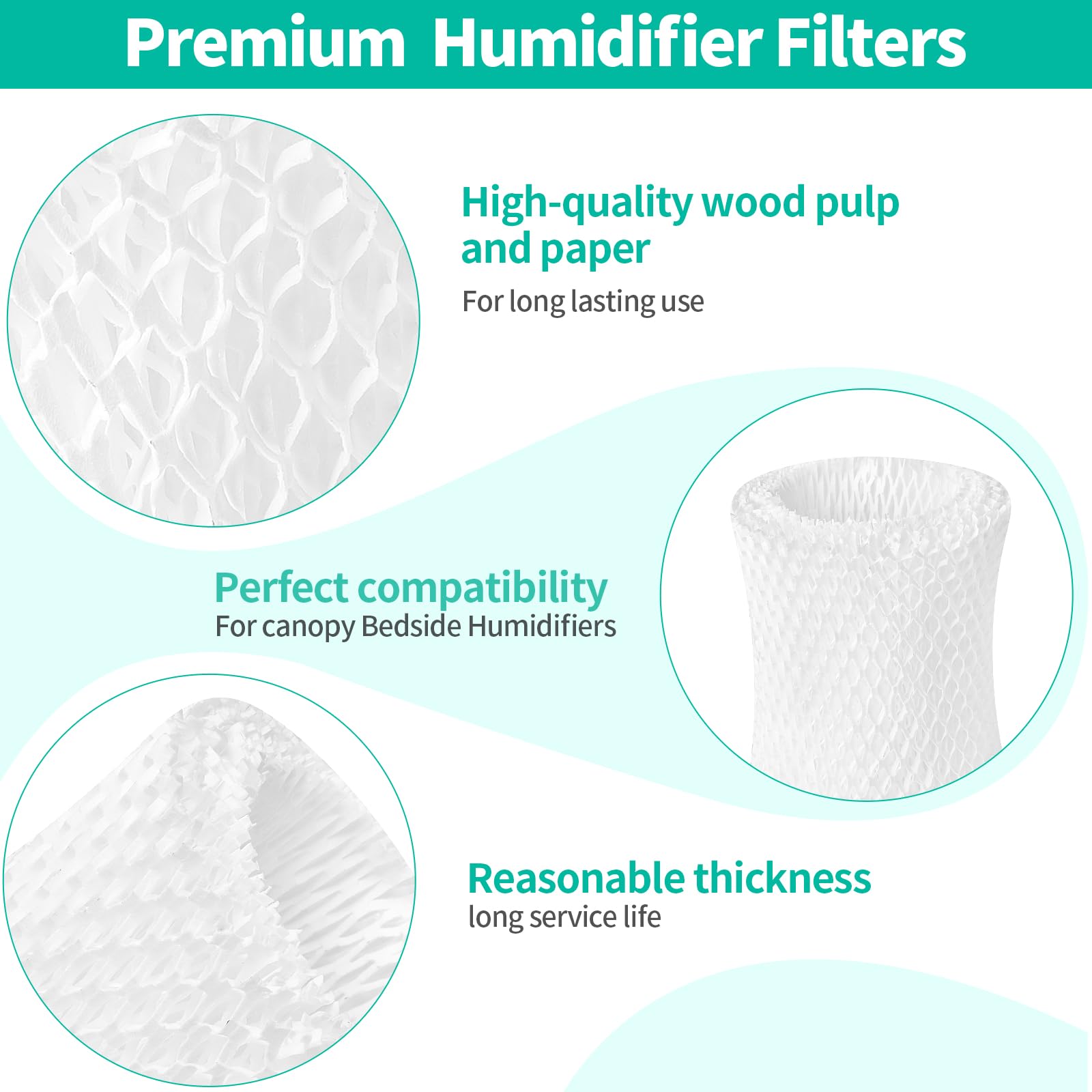 Gazeer Humidifier Replacement Filter Compatible with Canopy Bedside and Nursery Humidifier,Made with Wood Pulp, Paper Filter, 6-Pack