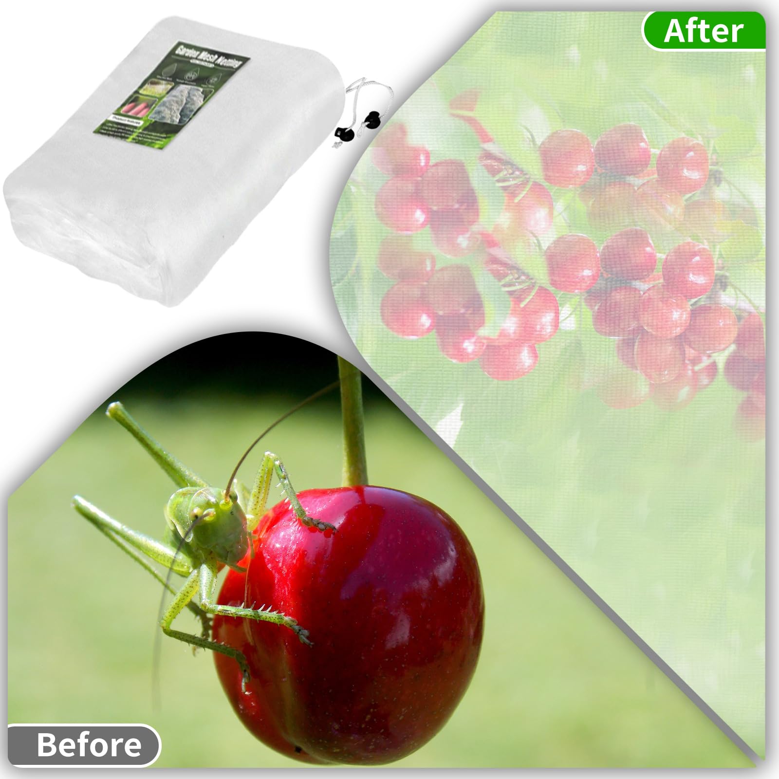 KEOHOLI Large 2 Packs Fruit Tree Netting Bags with Zipper and Drawstring, Insect Bird Barrier Netting Plant Covers for Fruit Vegetable Trees, Bushes,Flower in Garden (8 * 8ft)