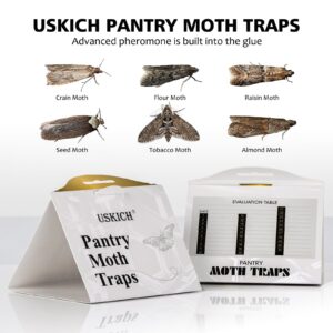 USKICH Pantry Moth Traps with Strength Pheromones Moths Killer Safe and Effective for Food and Cupboard Non-Toxic Sticky Glue Trap for Pantry Pests-10Pack