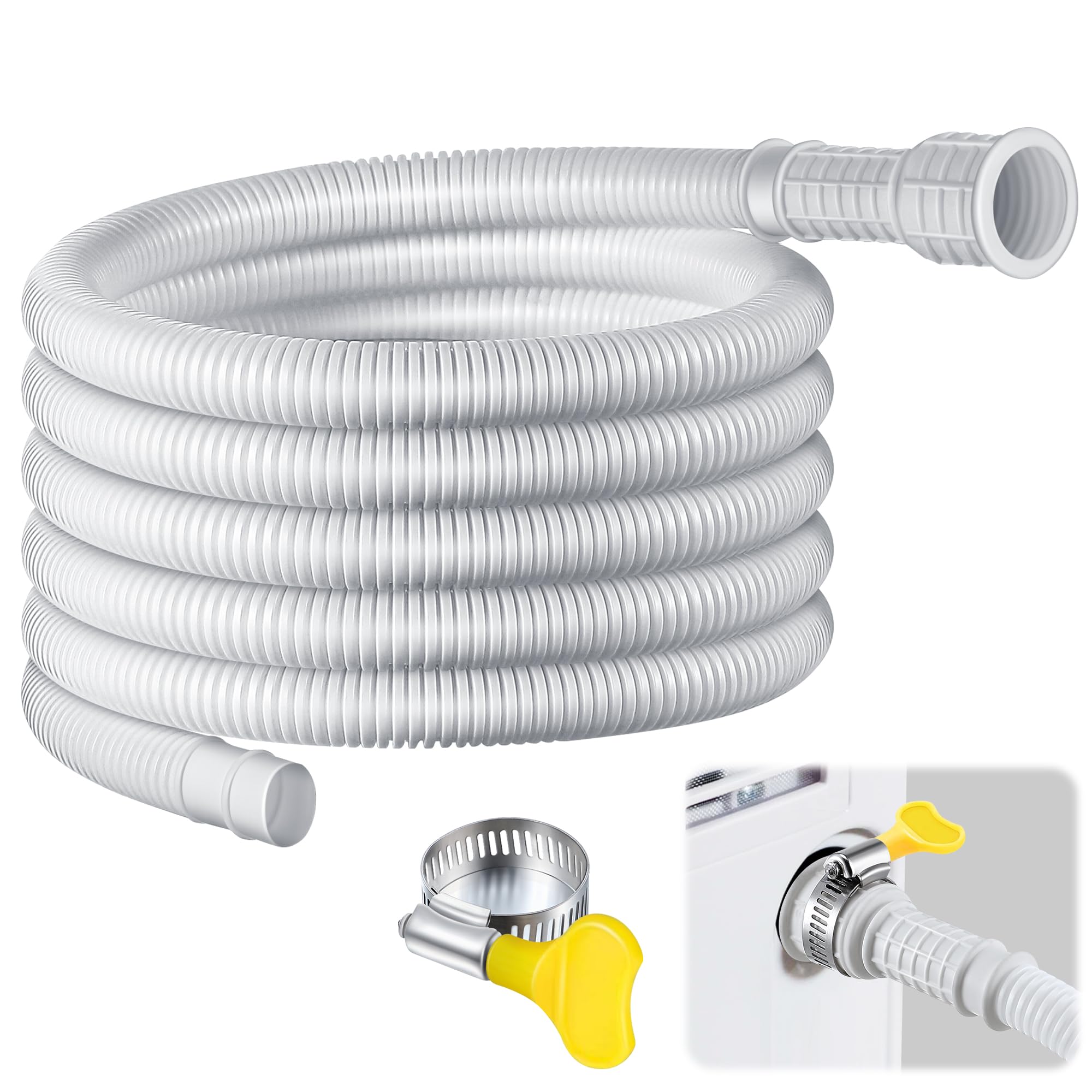 Saillong Patent Pending Dehumidifier Drain Hose, Flexible Universal Drain Hose with Cuttable Rubber Adapter and Connect Clamp, Hose Replacement for Dehumidifiers, Air Conditioners(13 Feet)