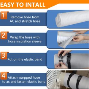 Portable AC Hose Insulation Sleeve, Portable Air Conditioners Insulated Hose Cover Wrap, Fit 5" & 5.9" Diameter Exhaust Hose, Easy Installation with 3*Adjustable Buckle Straps, Light Gray