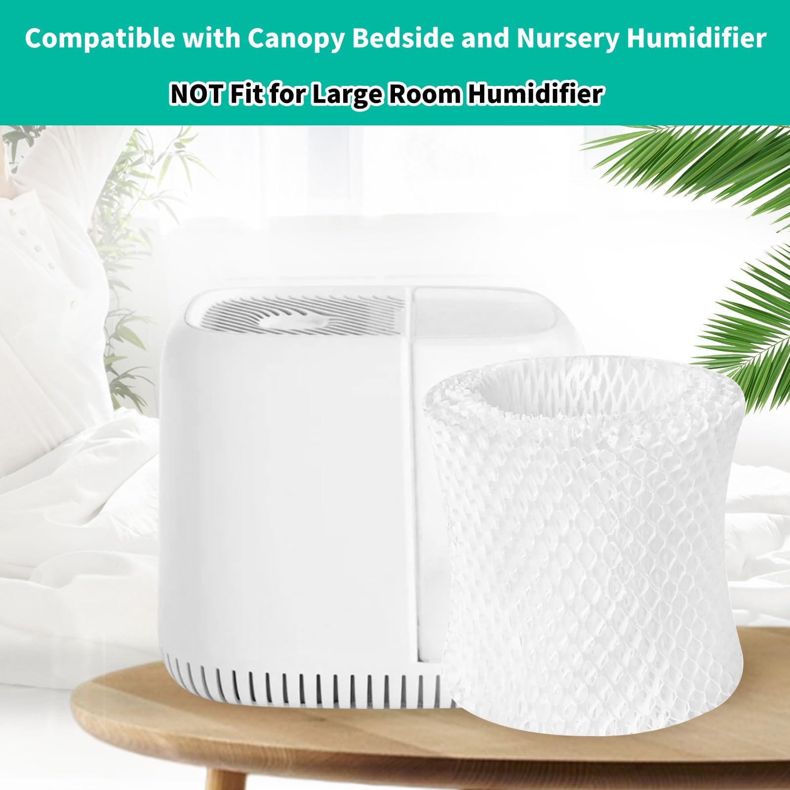 Gazeer Humidifier Replacement Filter Compatible with Canopy Bedside and Nursery Humidifier,Made with Wood Pulp, Paper Filter, 6-Pack