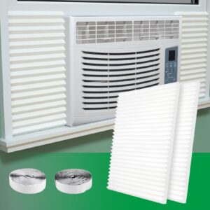 window air conditioner,side insulated foam panel, summer/winter heat and draft insulating,two-piece panels window seal 02 (white)